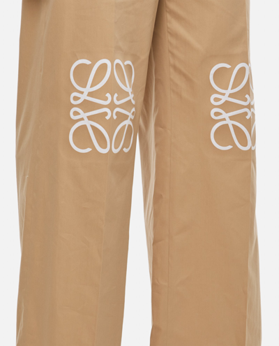 Shop Loewe Anagram Wide Trousers In Beige