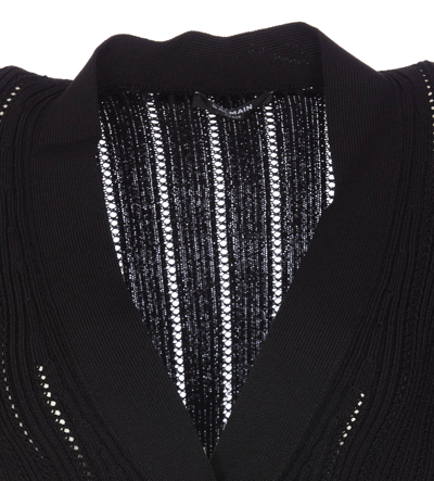 Shop Balmain Knitted Crop Cardigan In Black