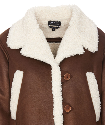 Shop Apc Manteau Clara Coat In Brown