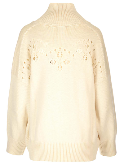 Shop Chloé Pointelle Wool Sweater In White