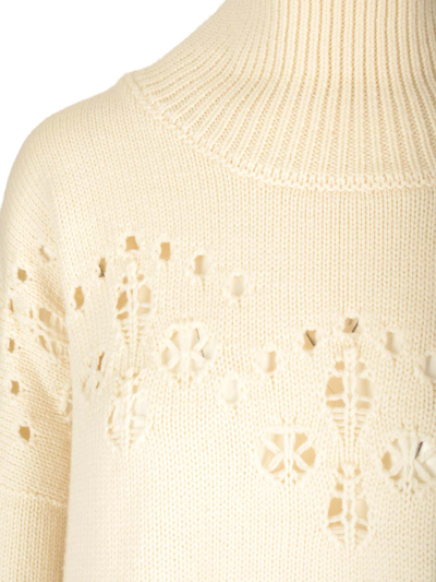 Shop Chloé Pointelle Wool Sweater In White