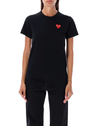 Shop Comme Des Garçons Play Red Heart T-shirt In Black