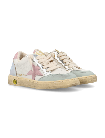 Shop Golden Goose Ball Star Suede Sneakers In Grey/white/pink