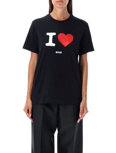 Shop Msgm I Love T-shirt In Black