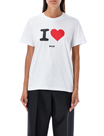 Shop Msgm I Love T-shirt In White