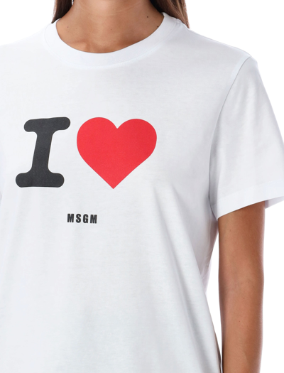 Shop Msgm I Love T-shirt In White
