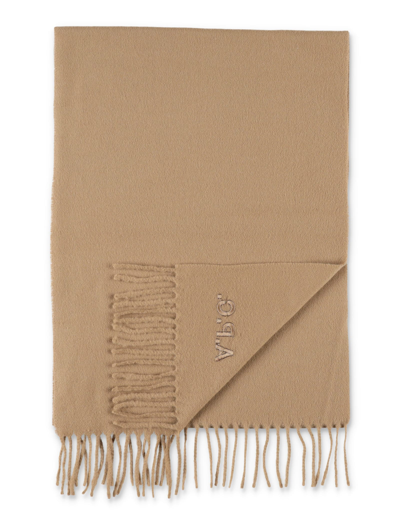 Shop Apc Ambroise Embroidered Scarf In Camel