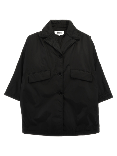 Shop Mm6 Maison Margiela Technical Fabric Coat In Black