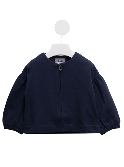 Shop Il Gufo Kids Baby Girls Blue Cotton Sweatshirt With Puff Sleeves