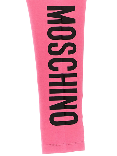 Shop Moschino Logo Print Leggings In Fuchsia