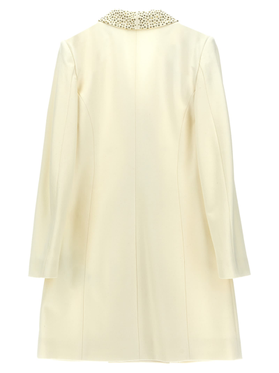 Shop Balmain Rhinestone Blazer Dress In White