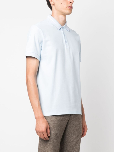 Shop Burberry Logo-embroidered Collar Polo Shirt In Blue