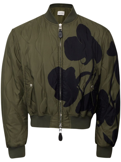 Shop Alexander Mcqueen Orchid Quilted Bomber Jacket In Green