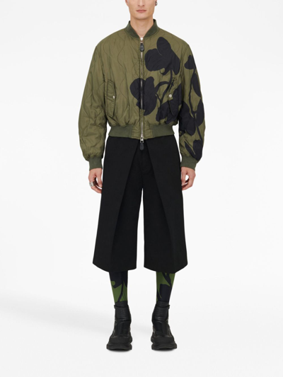 Alexander Mcqueen Orchid Quilted Bomber Jacket In Green