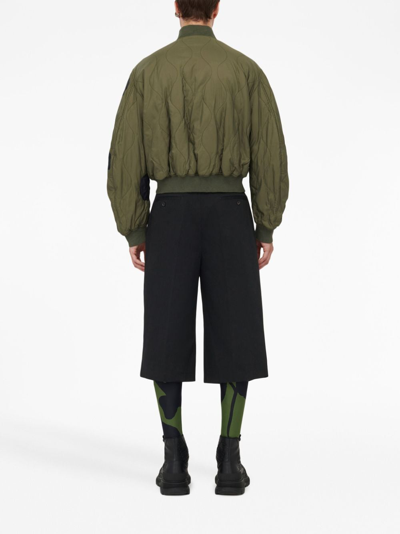 Alexander Mcqueen Orchid Quilted Bomber Jacket In Green