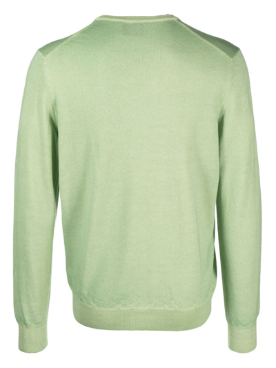 D4.0 V-neck Wool Sweater In Green