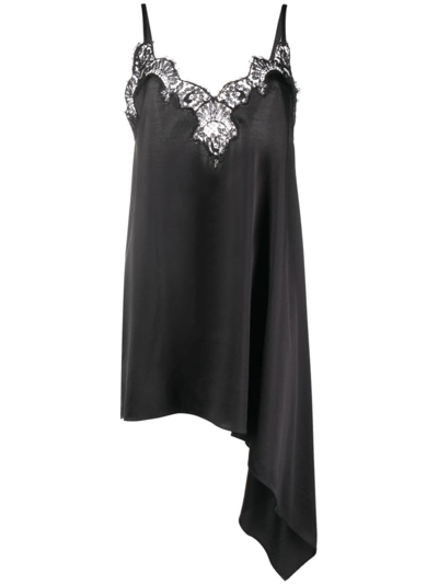 Shop Dsquared2 Lace-trim Satin Slip Dress In Black