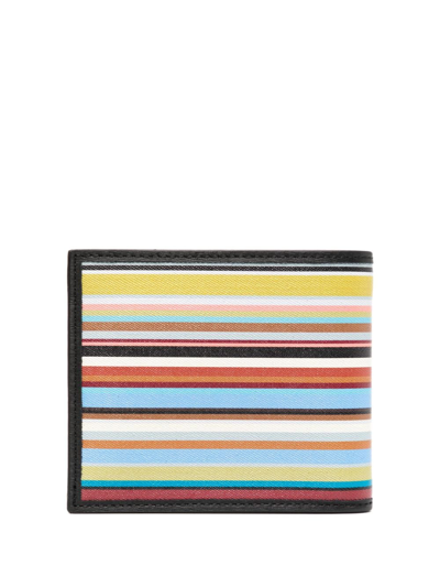 Shop Paul Smith Striped Bi-fold Leather Wallet In Multicolour