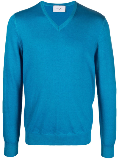 Shop D4.0 Virgin-wool Crew-neck Jumper In Blue