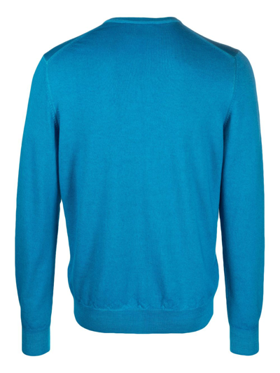 Shop D4.0 Virgin-wool Crew-neck Jumper In Blue