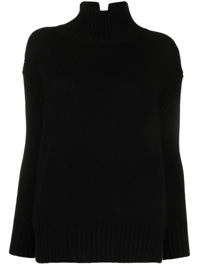 Shop Liska Cashmere High-neck Jumper In Black