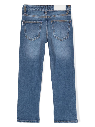 Shop Msgm Crystal-embellished Straight-leg Jeans In Blue