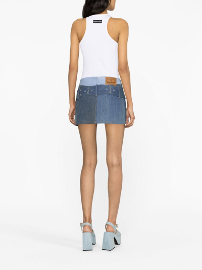 Marine Serre Crescent Moon-print Racerback Top In White