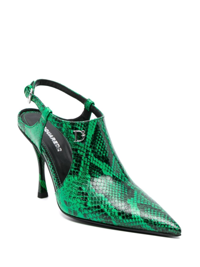 Shop Dsquared2 Mary Jane 110mm Leather Pumps In Green