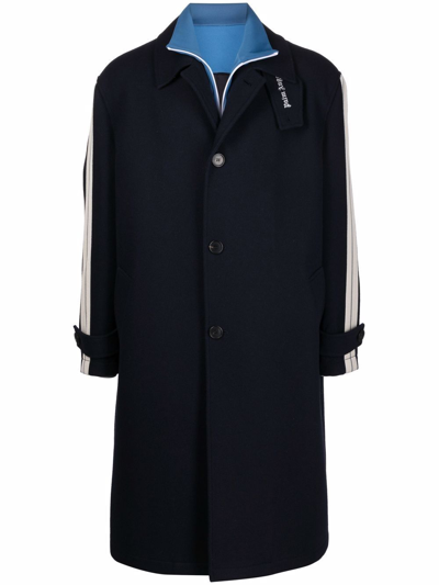 Shop Palm Angels Side-stripe Single-breasted Coat In Black