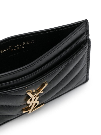 Shop Saint Laurent Chevron-quilted Leather Cardholder In Black