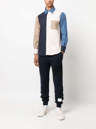Shop Thom Browne Colour-block Flannel Shirt In Neutrals