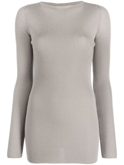 Shop Rick Owens Cut-out Ribbed Jumper In Grey