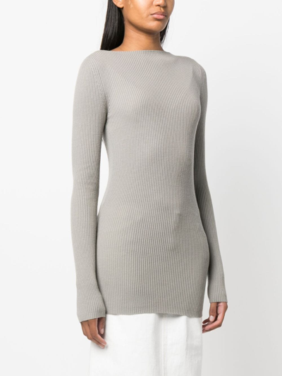 Shop Rick Owens Cut-out Ribbed Jumper In Grey