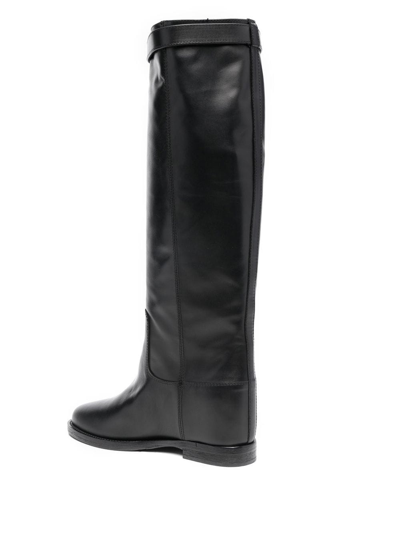 Shop Via Roma 15 Twist-lock Detail Knee Boots In Black