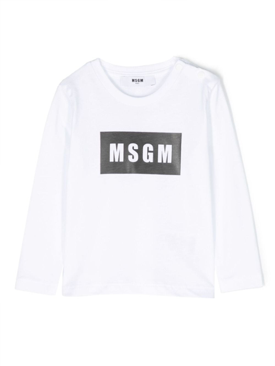 Msgm Logo-print Cotton Sweatshirt In White