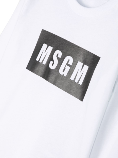 Msgm Logo-print Cotton Sweatshirt In White