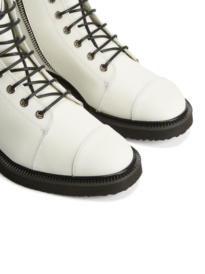 Giuseppe Zanotti Thora Lace-up Cargo Boots In White