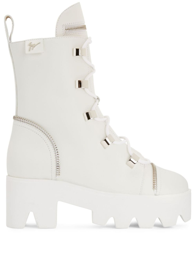 Shop Giuseppe Zanotti Juliett Lace-up Boots In White