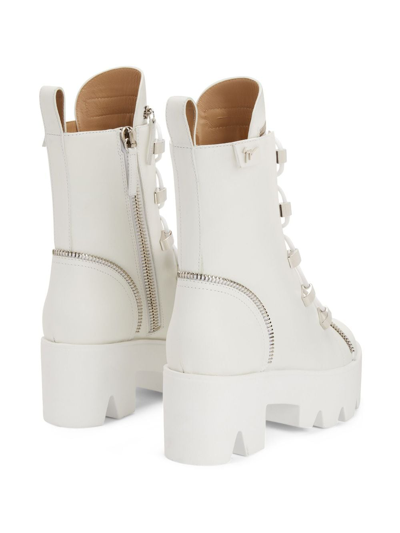 Giuseppe Zanotti Juliett Leather Ankle Boots In White