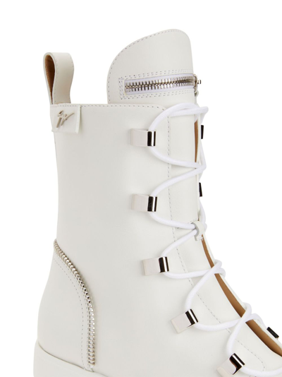 Shop Giuseppe Zanotti Juliett Lace-up Boots In White