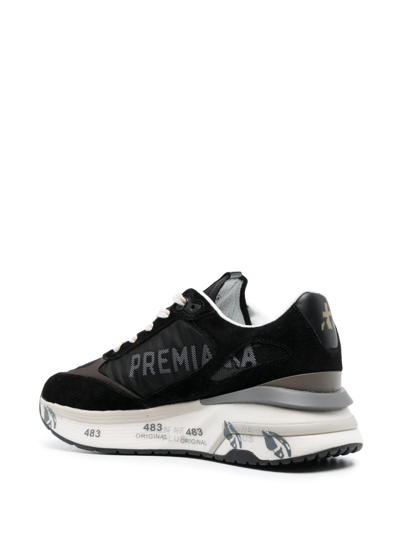 Premiata Logo Low-cut Casual Shoes In Black