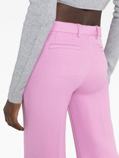 Shop Etro Flared Wool-blend Trousers In Pink