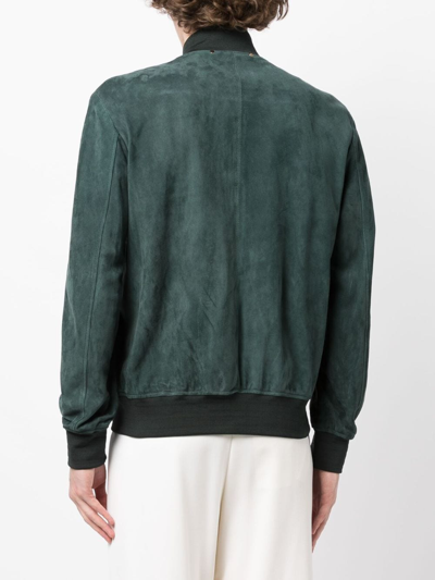 Shop Paul Smith Zip-fastening Leather Bomber Jacket In Green