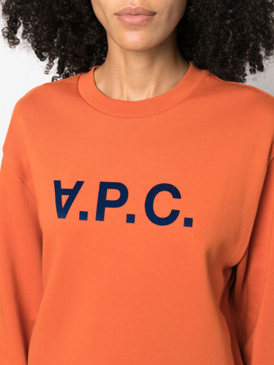 Shop Apc Viva Logo-print Cotton Sweatshirt In Orange