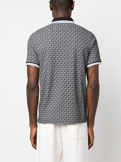 Shop Michael Kors Monogram-print Short-sleeved Polo Shirt In Black