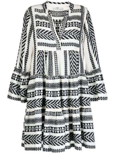 Devotion Womens Black Off White Ella Abstract-pattern Cotton Mini Dress S In Black