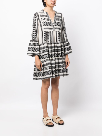 Devotion Womens Black Off White Ella Abstract-pattern Cotton Mini Dress S In Black