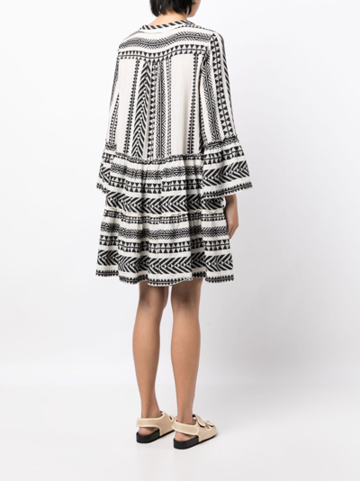 Devotion Womens Black Off White Ella Abstract-pattern Cotton Mini Dress S In Black