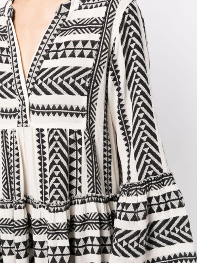 Devotion Womens Black Off White Ella Abstract-pattern Cotton Mini Dress S In Black