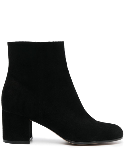 Shop Gianvito Rossi Margaux Block-heel Suede Boots In Black